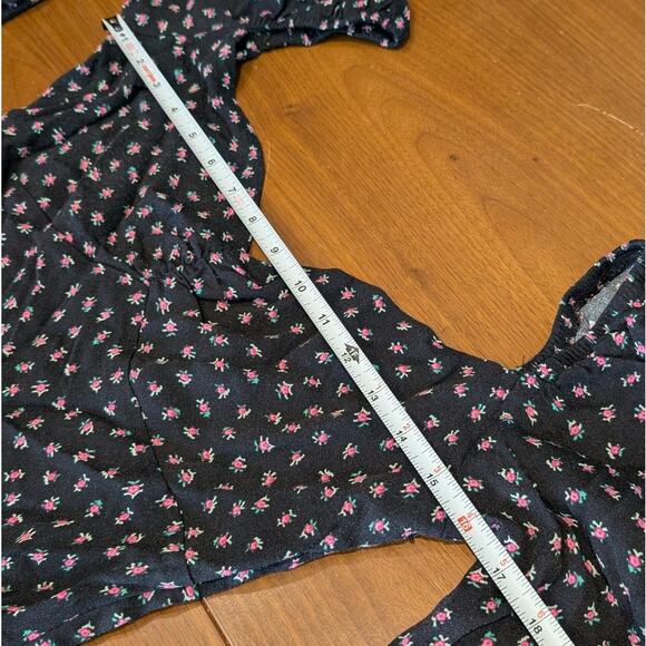 AFRM Black Floral Print Trixie Long Ballon Sleeve Midi Maxi Dress, size M - Picture 7 of 10